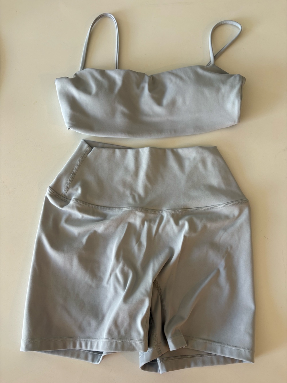 Light Blue CSB Activewear Set - Seamless Crop & High-Waist Leggings